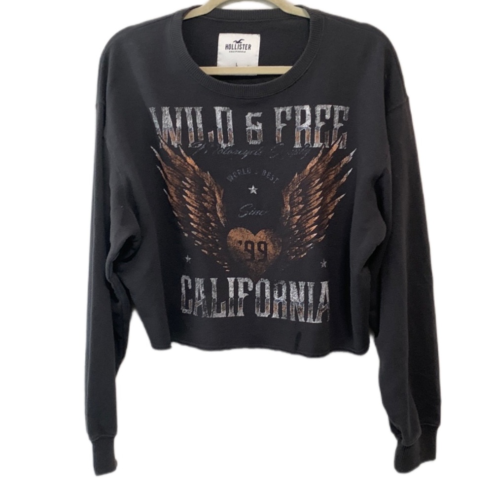 Hollister Wild and Free California Angel Wing Biker Cropped Sweatshirt